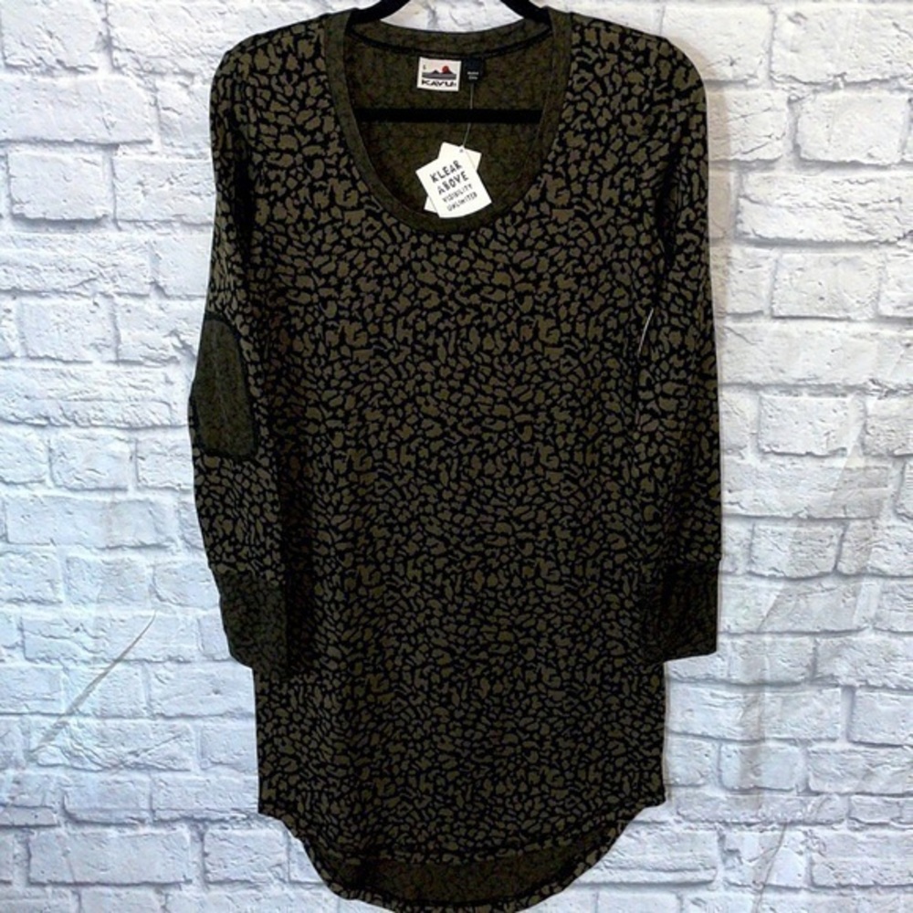 Kavu Deva Military Camo Print Long Sleeve Dress with Lebow Patches & Thumb Holes